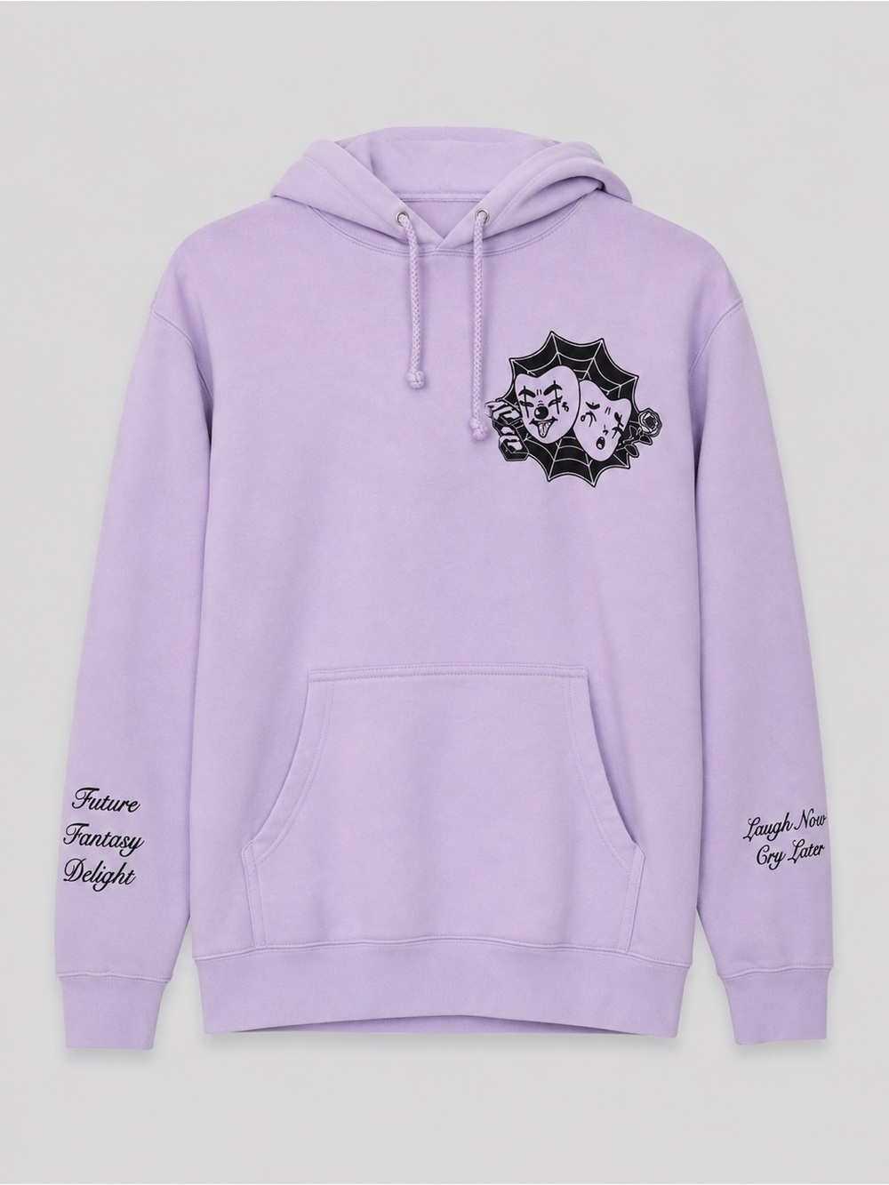 Future Fantasy Delight Lavender Graphic Hoodie Small Spider Web Goth Streetwea